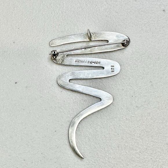 Vintage 925 Zig Zag Brooch Pendant Mexico Sterling Silver Lightening Bolt Pin - Picture 3 of 4